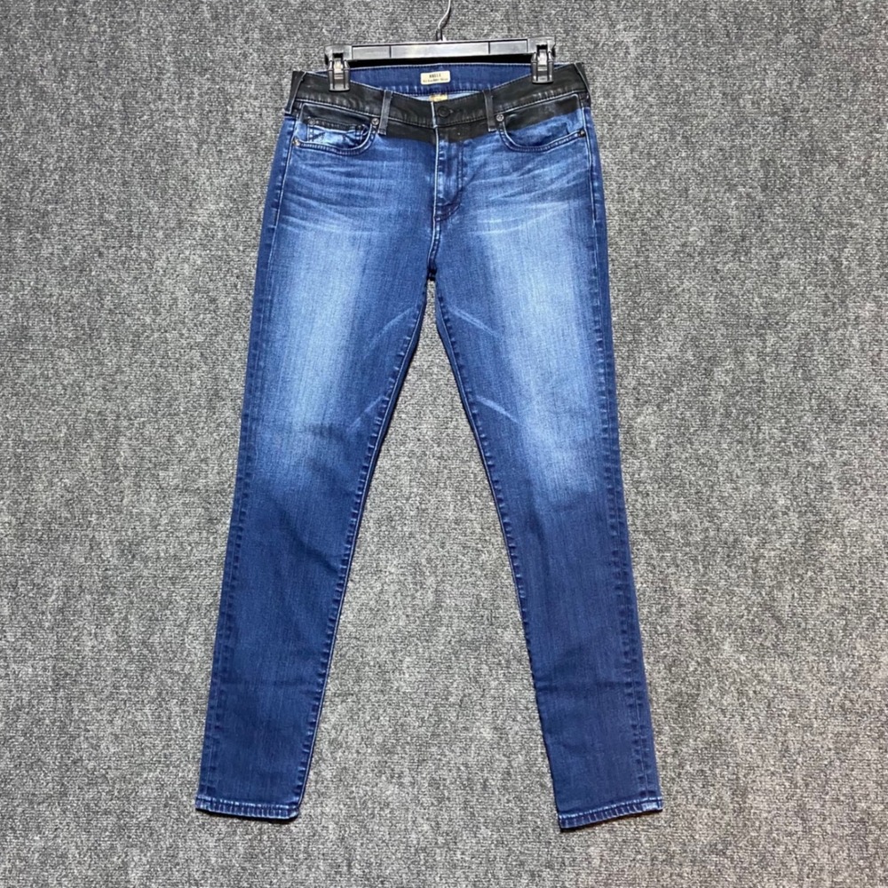 True Religion Halle Mid Rise Super Skinny Jeans Blue Black Two Tone Size 30 USA